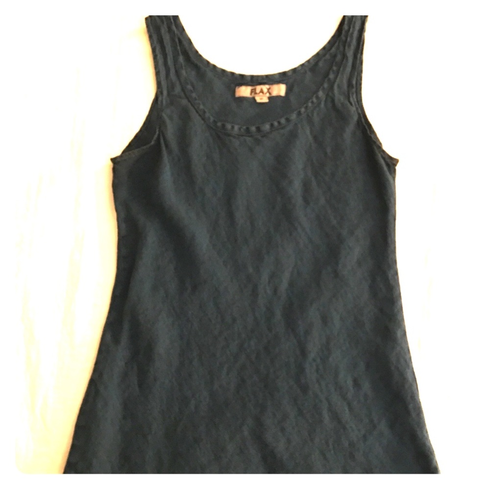 FLAX sea blue bias cut linen tunic tank XS